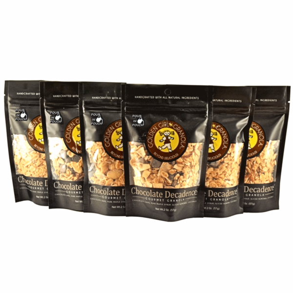 Chocolate Decadence granola snack packs with pour in pouch