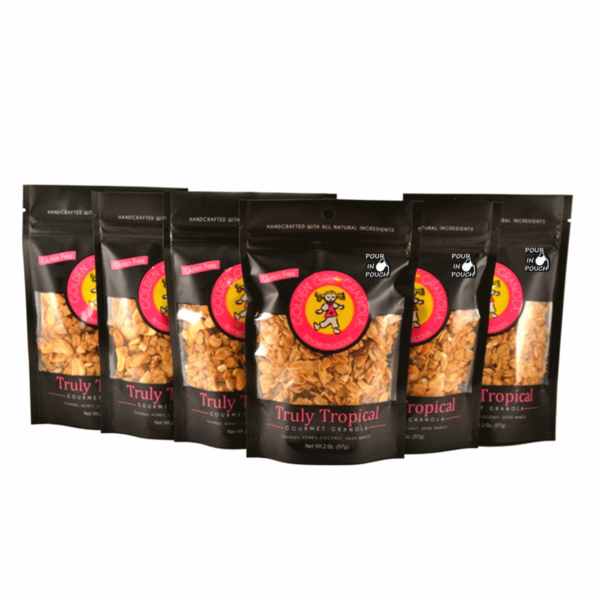 Truly Tropical granola snack packs with pour in pouch