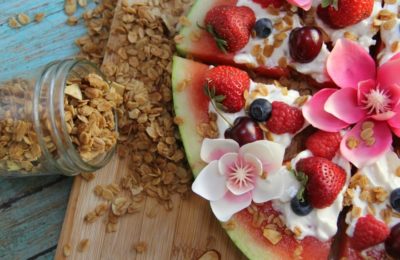 Watermelon granola pizza