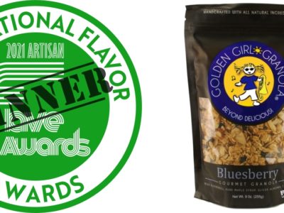 Artisan Flave Award logo and Bluesberry granola