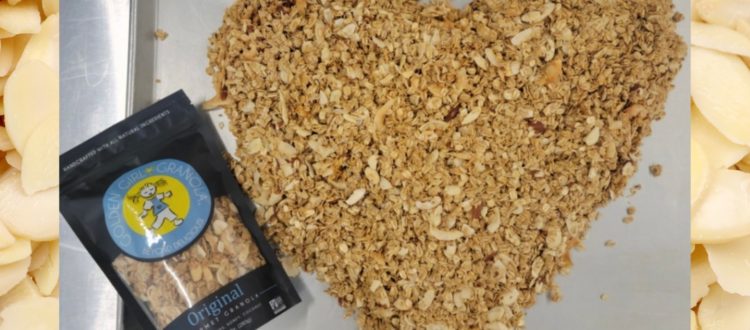 Original granola bag next to ingredients