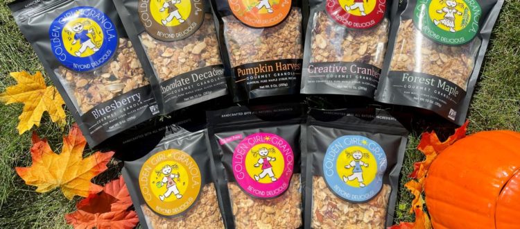 Golden Girl Granola flavors with fall décor.